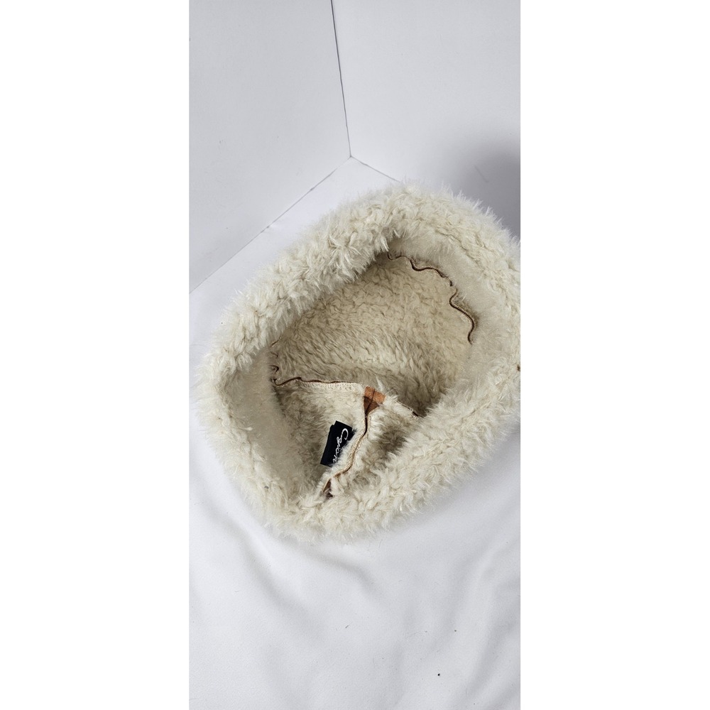 Céjon Faux Suede Sherpa Trim Hat & Gloves Set Tan Winter One Size Cozy Warm - Picture 4 of 4